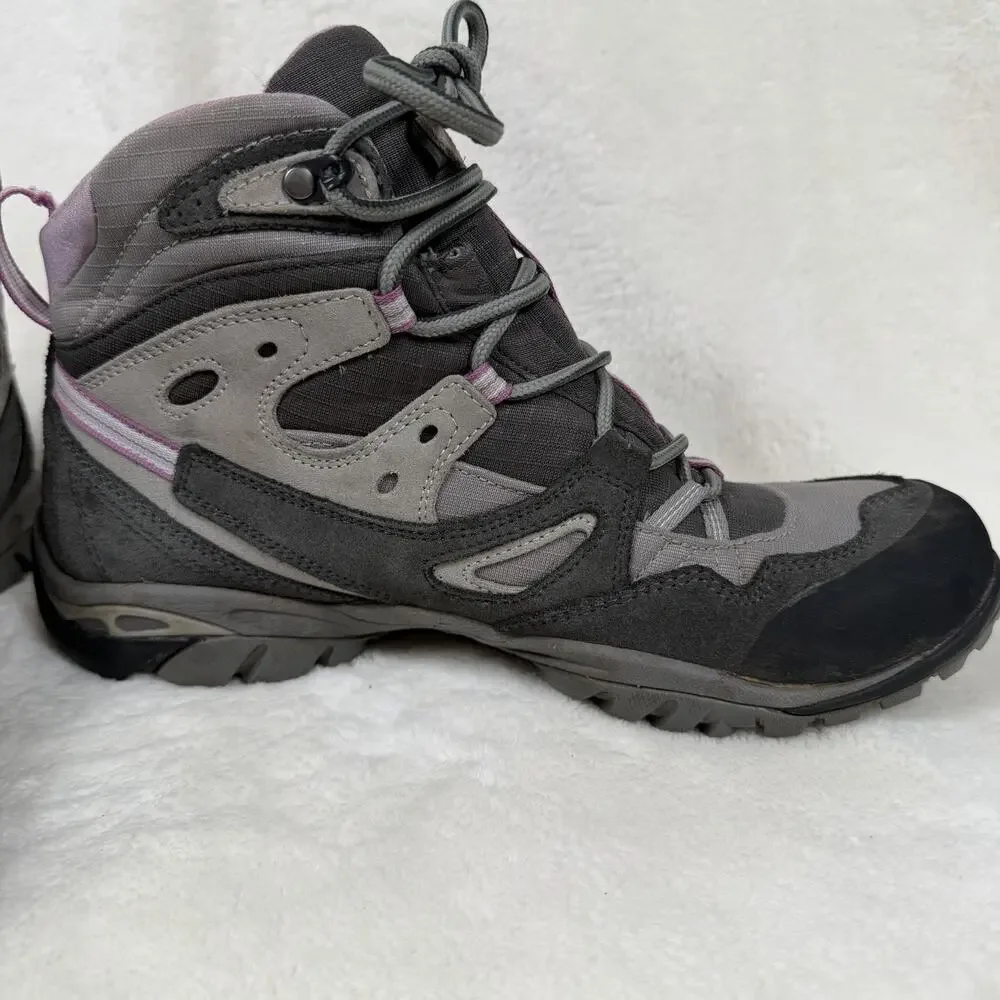 Asolo Women’s Waterproof Hiking Boots Gray Pink Vibrant Mid Ankle Size 9